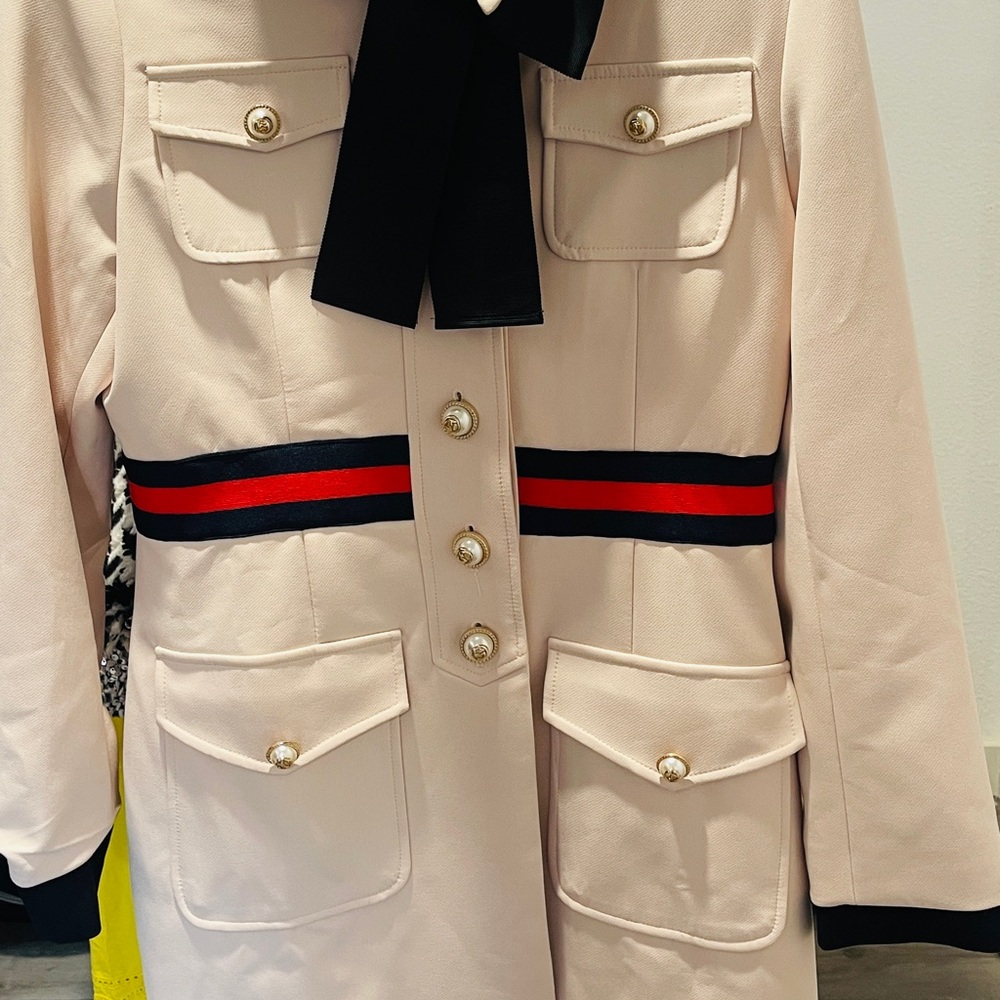 Striped elegant pea coat